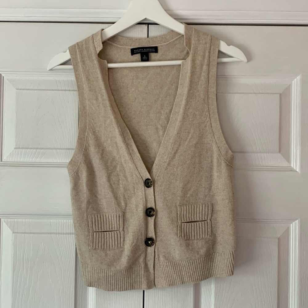 Banana Republic, cashmere blend, beige sweater vest, size S